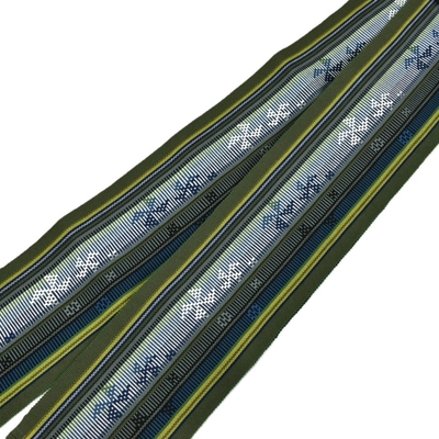 読谷山ミンサー 半幅帯 藍 緑 ｜読谷山花織事業協同組合 | hanaito