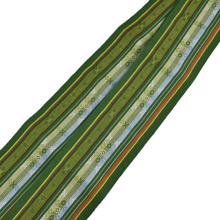 読谷山ミンサー 半幅帯 緑 ｜読谷山花織事業協同組合