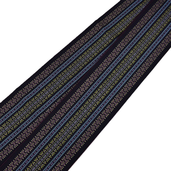 花織半巾帯』黒・青・濃紫縞 竺仙 花織 半巾帯 黒・青・濃紫縞