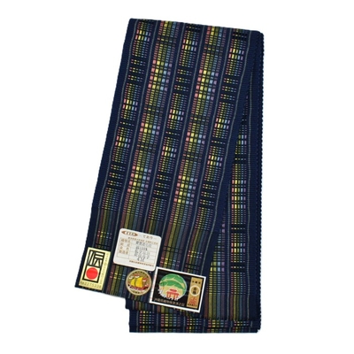 希少 ♪ 本場琉球 沖縄県 読谷山ミンサー グーシー花織 半幅帯♪ 黒 希少 ♪ 本場琉球 沖縄県 読谷山ミンサー グーシー花織 半幅帯♪ 黒