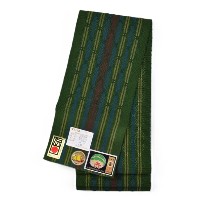 首里花織 首里織 半幅帯 緑｜那覇伝統織物事業協同組合 | hanaito