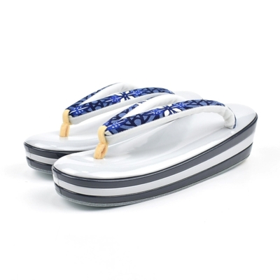 琉球紅型 鼻緒 草履 三枚芯 エナメル グレー やふそ紅型工房