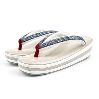 首里花織 鼻緒 草履 三枚芯 エナメル 灰桜色 あや工房