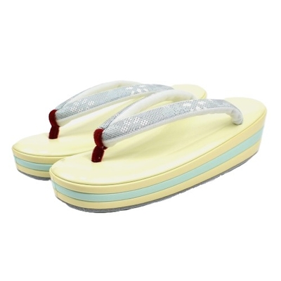 白大島 鼻緒 草履 三枚芯エナメル