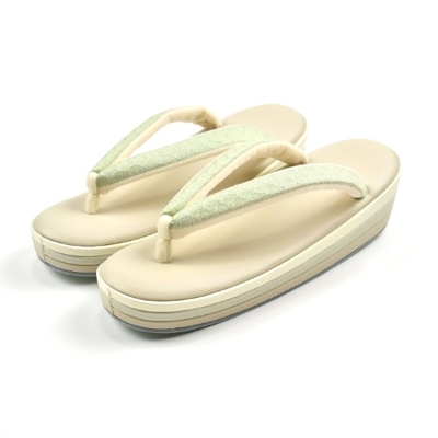 久米島紬 鼻緒 草履 三枚芯 帆布 生成り