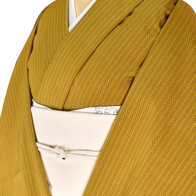 黄八丈 着尺 綾織 市松 黄