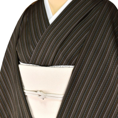 黄八丈 着尺 まるまなこ 黒 縞