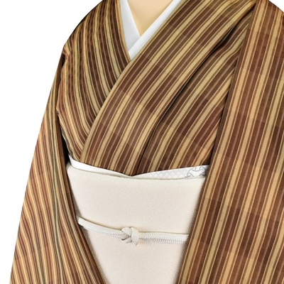 黄八丈 綾織 菱綾 縞 茶 濃淡