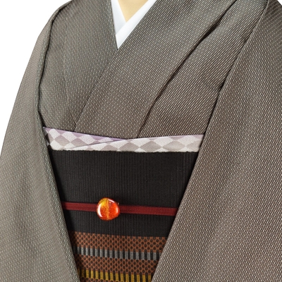 黄八丈 着尺 綾織 風通くずし グレー