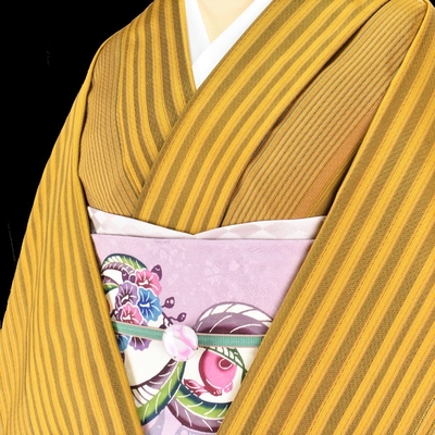 黄八丈 着尺 綾織 まるまなこ 黄 黒