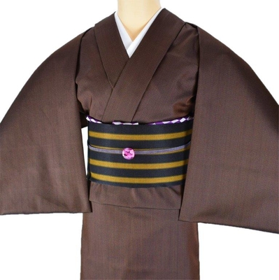 黄八丈 着尺 綾織 まるまなこ 縞 黒 茶