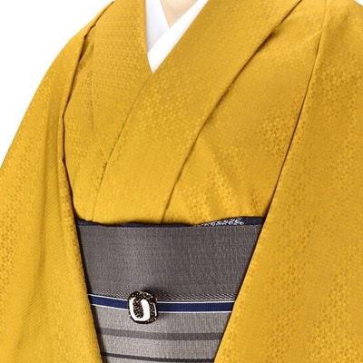 黄八丈 着尺 綾織 市松 無地 黄