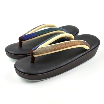 郡上紬 鼻緒 草履 帆布 黒