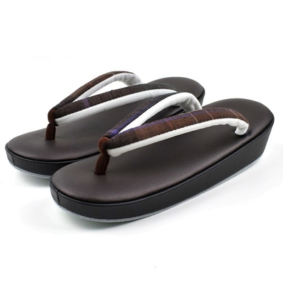 郡上紬 鼻緒 草履 帆布 焦げ茶