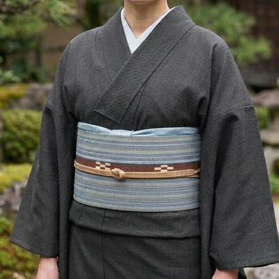 八重山ミンサー 半幅帯 人参花（薄千草）｜みんさー工芸館