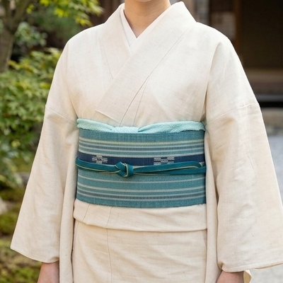 八重山ミンサー ハーリーブルー 半幅帯 ｜みんさー工芸館