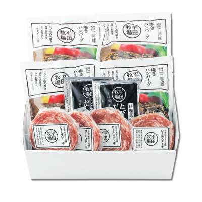 NO.393　日本の米育ち三元豚　ハンバーグ＆ロールステーキギフト〈HSF19-8〉