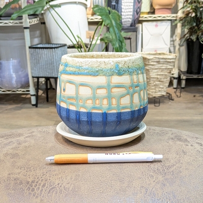 【 456 】内径 約9cm 高さ 約12cm (受皿付・鉢底穴あり)