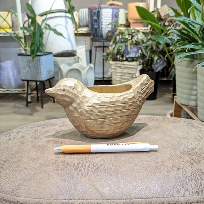 《 263 》【容器部分のみ：内径 約5 × 7cm 高さ 約7cm 】全長(くちばし～尾) 約17cm 全高 約9cm (受皿無し・鉢底穴あり)