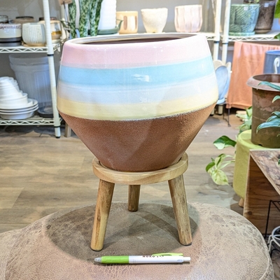【鉢カバー】【 533 】【容器部分のみ：内径 約18cm 高さ 約20cm 】全高 約33cm (受皿無し・鉢底穴無し)