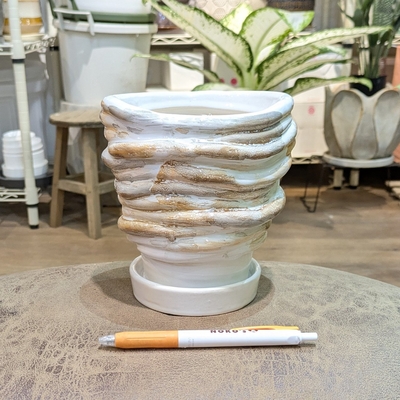【 555 】内径 約11cm 高さ 約14cm (受皿付・鉢底穴あり)