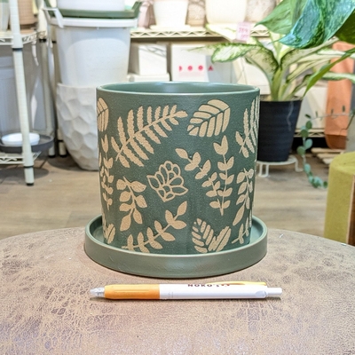 【 604 】内径 約13cm 高さ 約13cm (受皿付・鉢底穴あり)