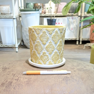 【 628 】内径 約11cm 高さ 約12cm (受皿付・鉢底穴あり)