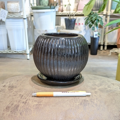 【 631 】内径 約9cm 高さ 約13cm (受皿付・鉢底穴あり)