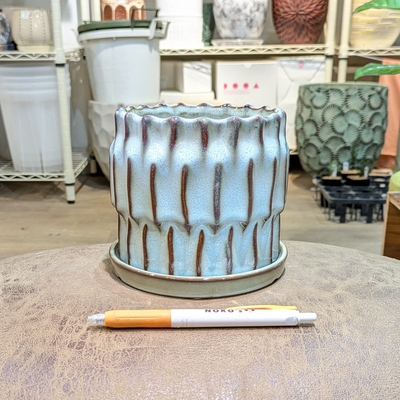 【 648 】内径 約10cm 高さ 約11cm (受皿付・鉢底穴あり)