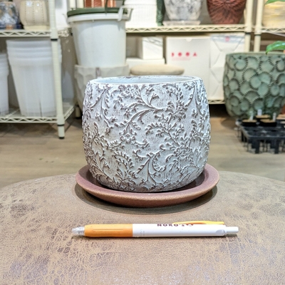 【 649 】内径 約10cm 高さ 約11cm (受皿付・鉢底穴あり)