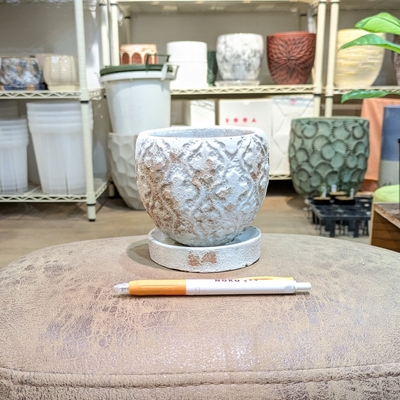 【 652 】内径 約9cm 高さ 約10cm (受皿付・鉢底穴あり)