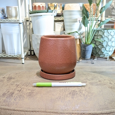 【 657 】内径 約9cm 高さ 約11cm (受皿付・鉢底穴あり)