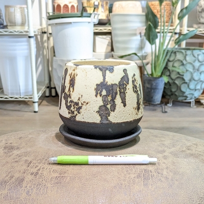 【 663 】内径 約9cm 高さ 約11cm (受皿付・鉢底穴あり)