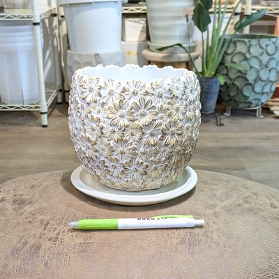 【 666 】内径 約12cm 高さ 約13cm (受皿付・鉢底穴あり)