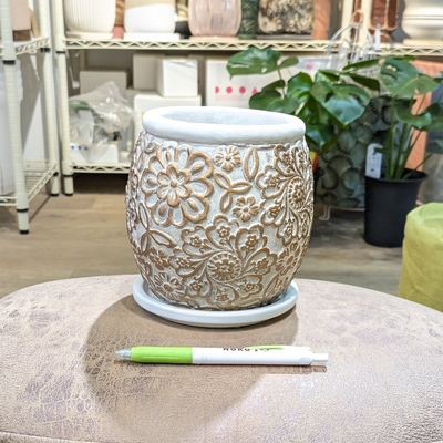 【 718 】内径 約10cm 高さ 約14cm (受皿付・鉢底穴あり)