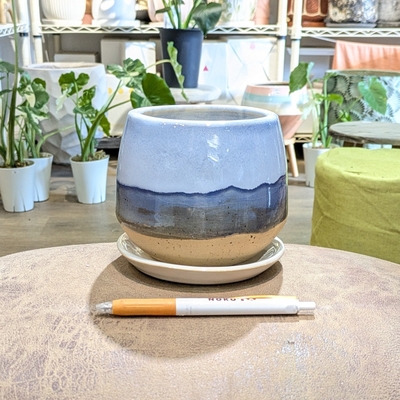 【 728 】内径 約9cm 高さ 約11cm (受皿付・鉢底穴あり)