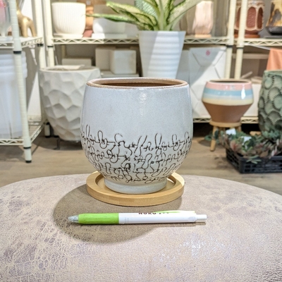 【 737 】内径 約10cm 高さ 約12cm (受皿(木製)付・鉢底穴あり)