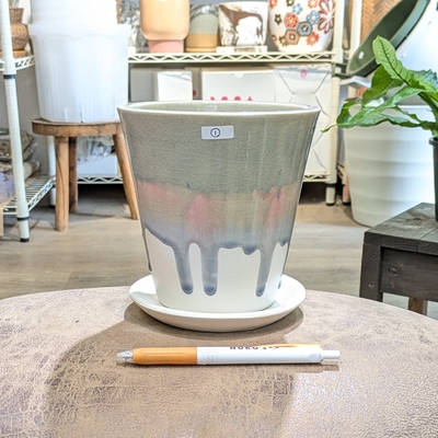 【 851① 】内径 約12cm 高さ 約14cm (受皿付・鉢底穴あり)