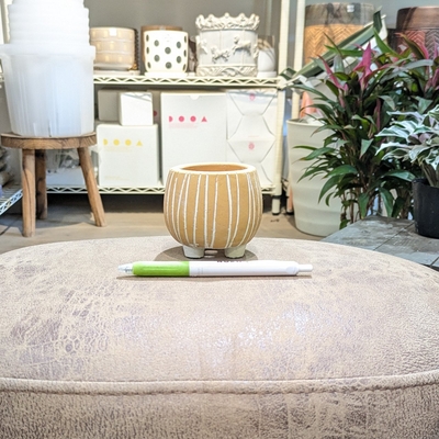 《 386 》【容器部分のみ：内径 約5cm 高さ 約6cm 】全高 約7cm (受皿無し・鉢底穴あり)