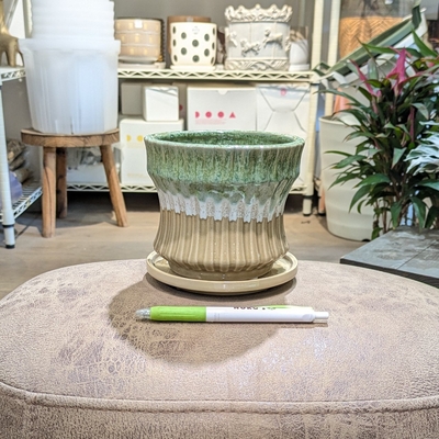 【 858 】内径 約11.5cm 高さ 約11cm (受皿付・鉢底穴あり)