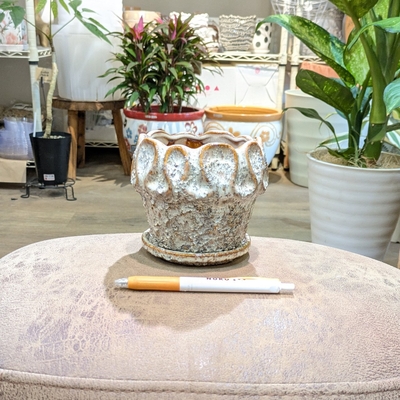 【 884 】内径 約9cm 高さ 約10cm (受皿付・鉢底穴あり)