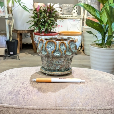 【 885 】内径 約9cm 高さ 約10cm (受皿付・鉢底穴あり)