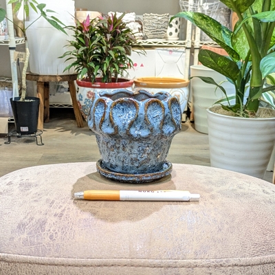 【 886 】内径 約9cm 高さ 約10cm (受皿付・鉢底穴あり)