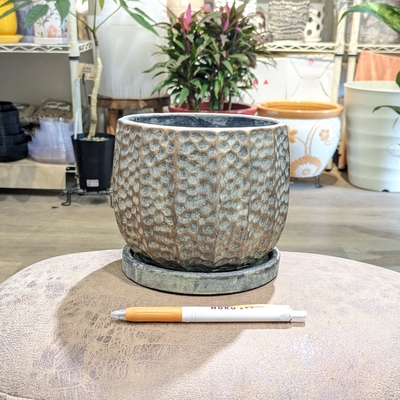 【 897 】内径 約12cm 高さ 約12cm (受皿付・鉢底穴あり)