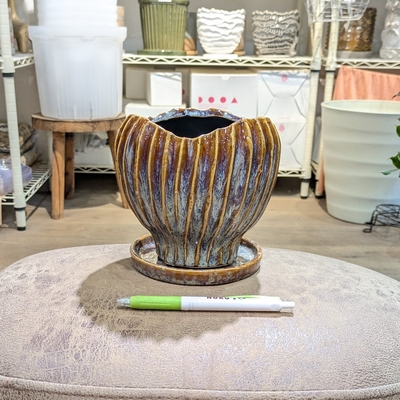 【 906 】内径 約12cm 高さ 約12.5cm (受皿付・鉢底穴あり)