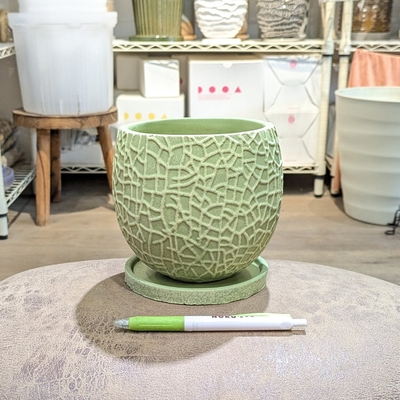 【 909 】内径 約11cm 高さ 約13cm (受皿付・鉢底穴あり)