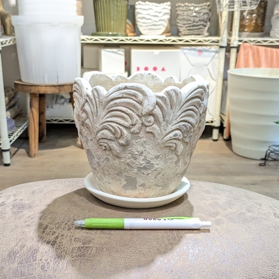 【 910 】内径 約13cm 高さ 約13cm (受皿付・鉢底穴あり)