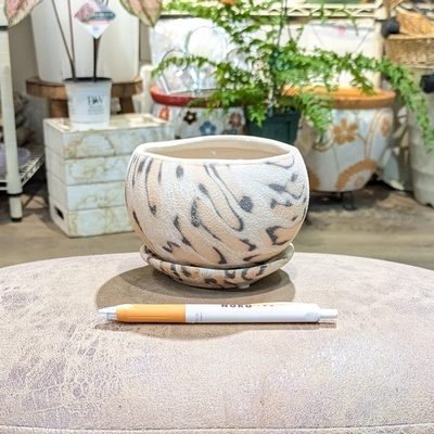 【 55 】内径 約9cm 高さ 約8cm (受皿付・鉢底穴あり)