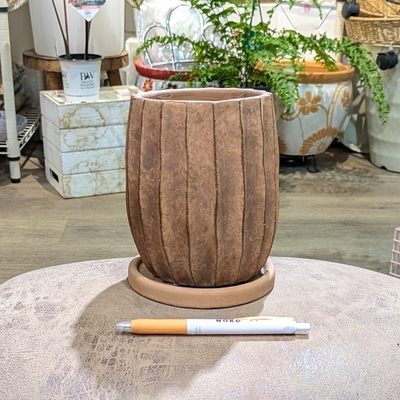 【 57 】内径 約9.5cm 高さ 約15cm (受皿付・鉢底穴あり)