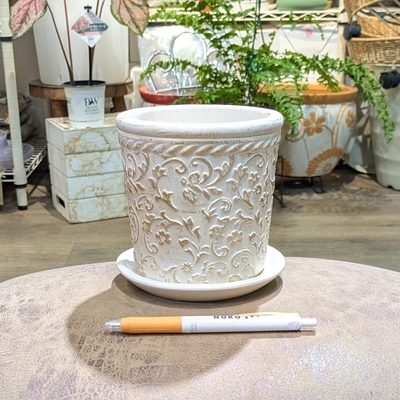 【 59 】内径 約10cm 高さ 約12cm (受皿付・鉢底穴あり)